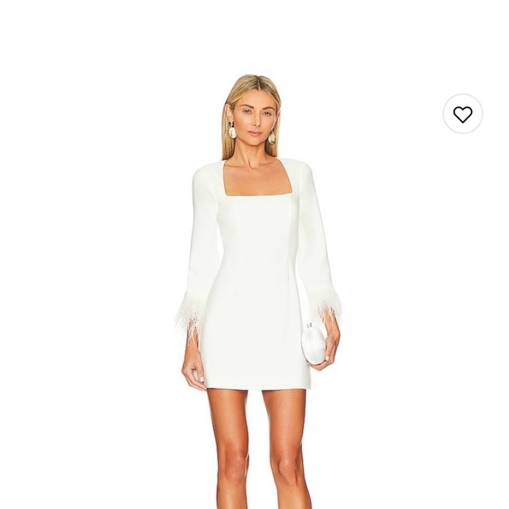 Likely White Long Sleeve Sheath Dress with Square Neck